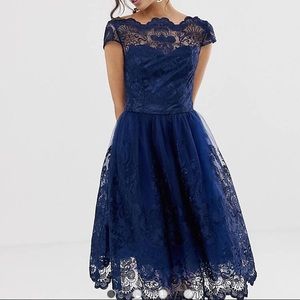 Chi Chi London Navy Lace Dress